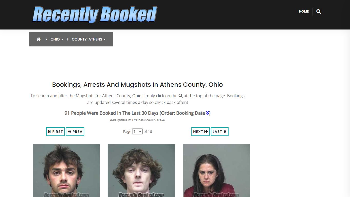 Bookings, Arrests and Mugshots in Athens County, Ohio - Recently Booked