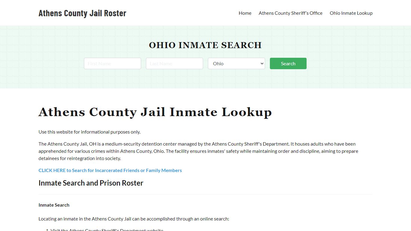 Athens County Jail Roster Lookup, OH, Inmate Search